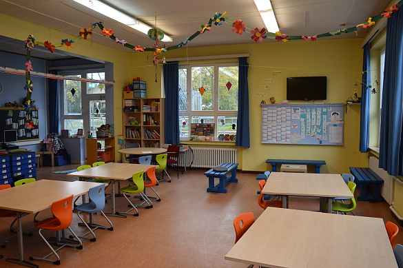 Klassenraum mit Gruppentischen