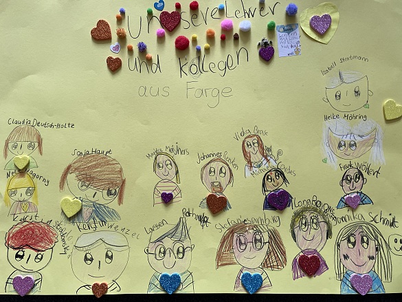 gemalte Mitarbeiterköpfe